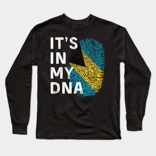 It's In My DNA Bahamas  Family Trip  Bahamian Fingerprint Flag Long Sleeve T-Shirt